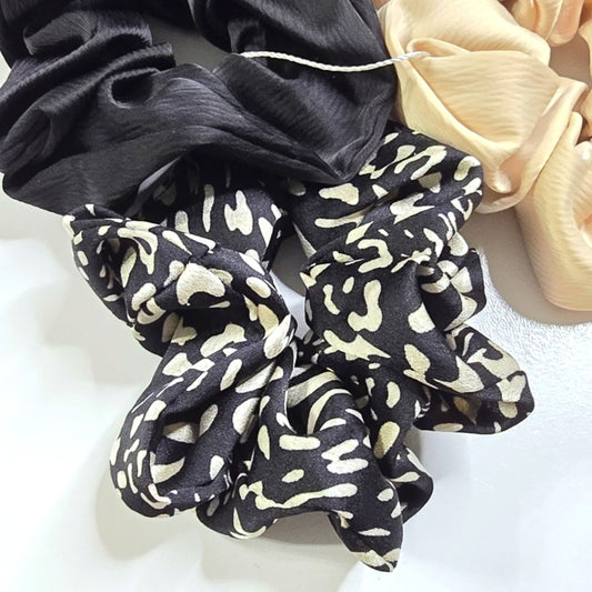 Black Bone 3 Piece Accessories Scrunchie Hair Tie Hair Band Elastic Stretch SB28