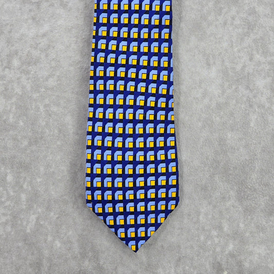 Banana Republic Blue Yellow Square Geometric 100% Silk Men's Neck Tie