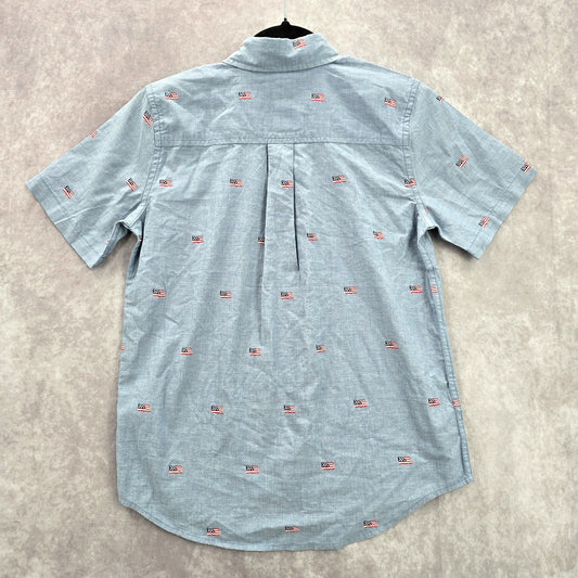 The Children's Place Blue American Flag Patriot Shirt Boys 10/12 Large