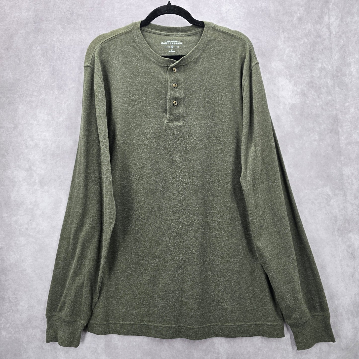 Saddlebred Green Long Sleeve Pullover Cotton Tshirt Tee Sweater Mens Large Tall