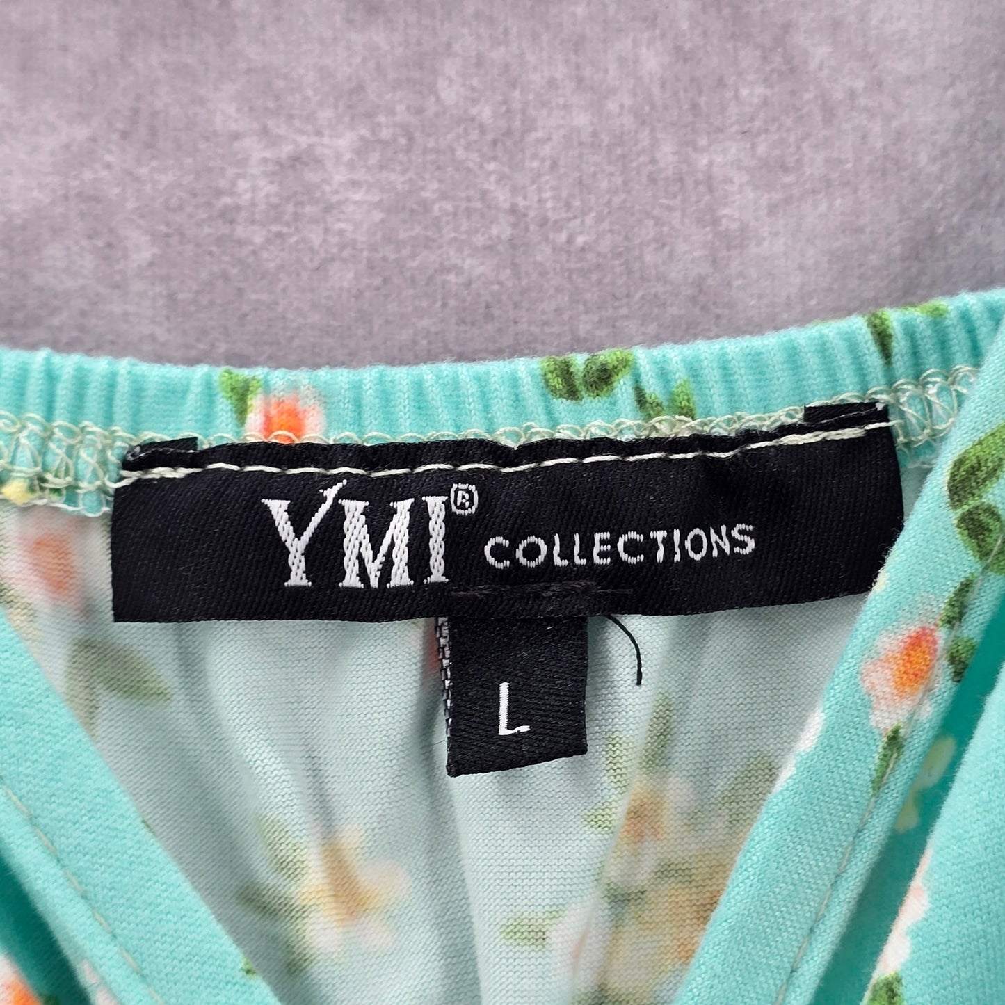 Ymi Collections Green Yellow Floral Cropped Tank Top Boho Retro Large