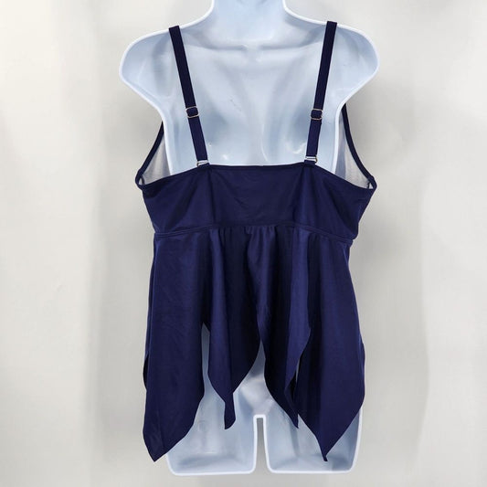 Shein Blue Tankini Padded Bra Swimwear Adjustable Bathing Suit Plus 2XL