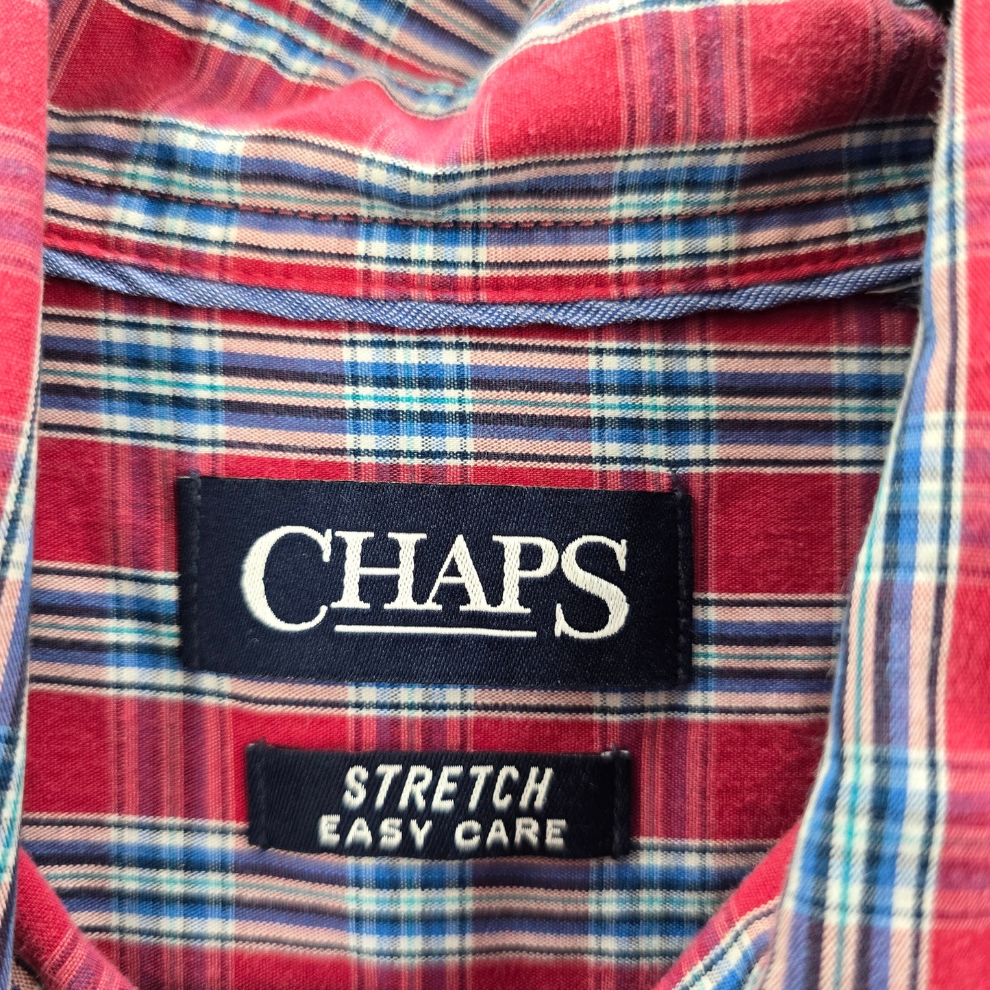 Chaps Red Blue Plaid Long Sleeve Button Down Cotton Mens Shirt Plus 2XL