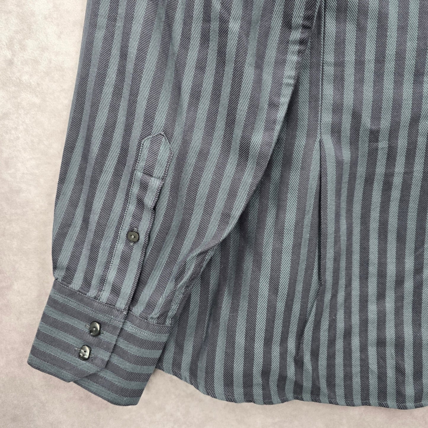 Artisti Italiani Grey Stipe Mens Work Cotton Button Down Dress Shirt XXL