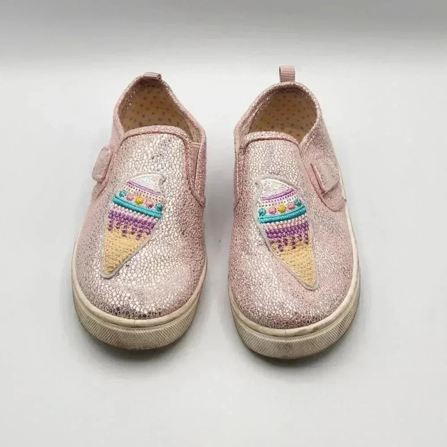 Wonder Nation Toddler Girl Ice Cream Casual Pink Glitter Sneaker Size 12