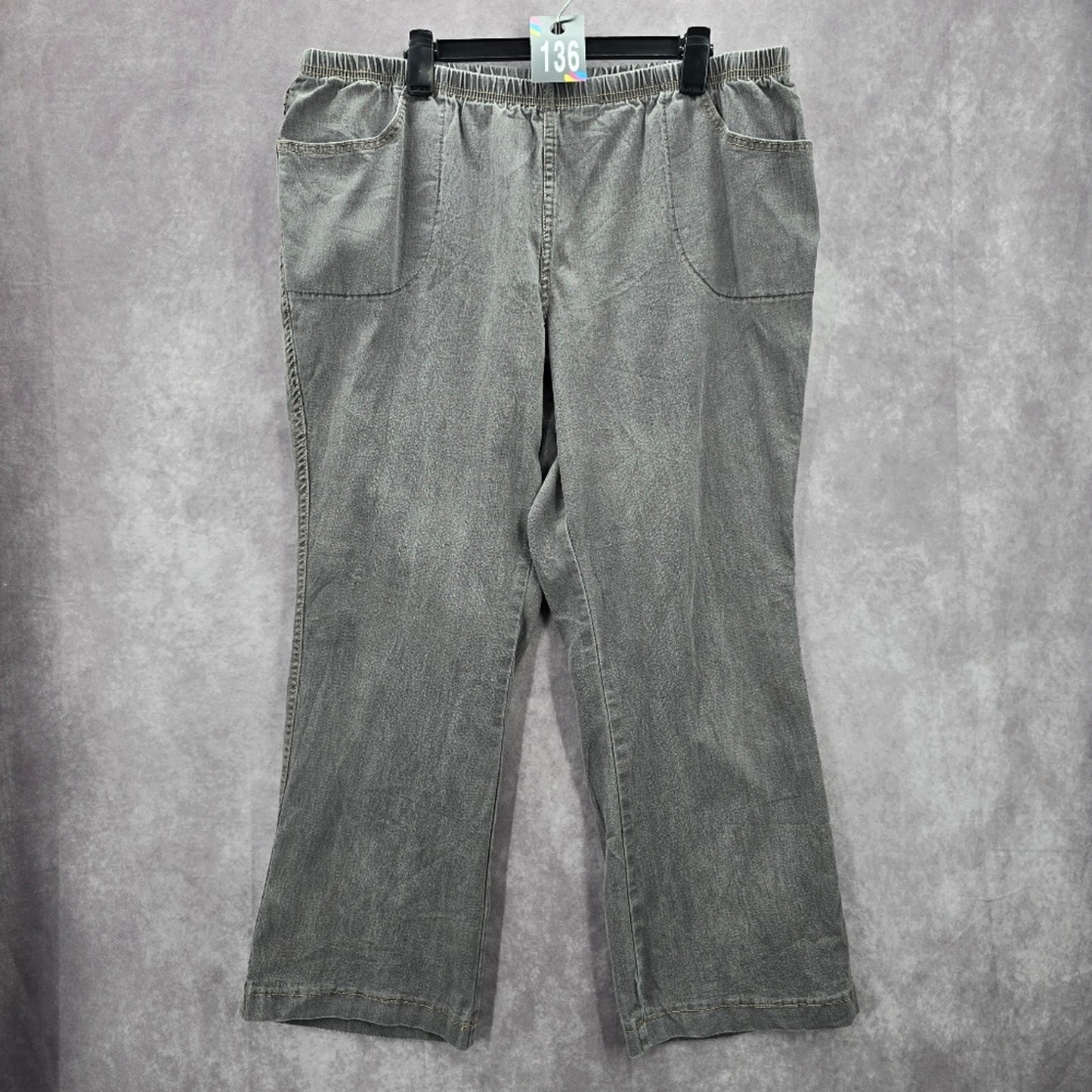 136. Just My Size Gray Elastic Jeans Boot Leg Denim Pants Plus 3X 22W/24W