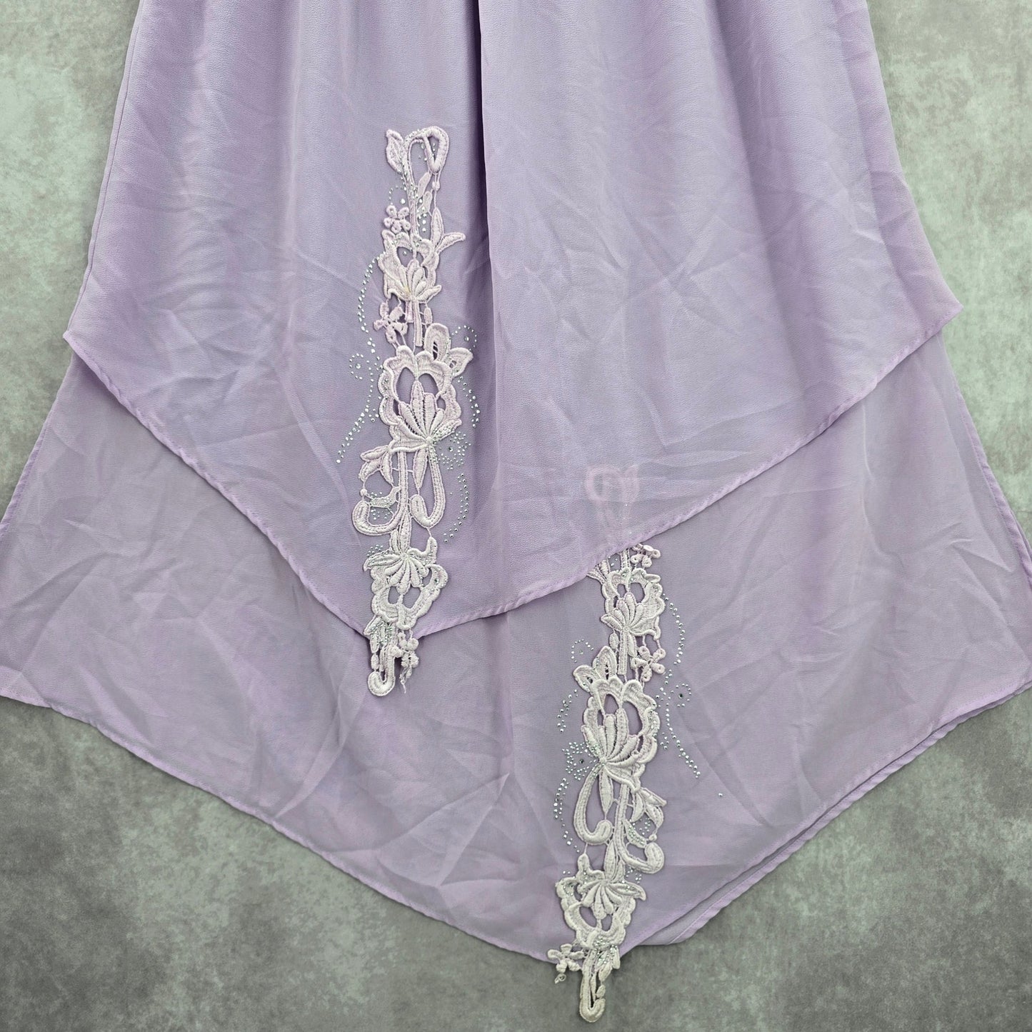 Purple Lace Asymmetrical Rhinestone Lace Cottage Retro Skirt Plus 4XL