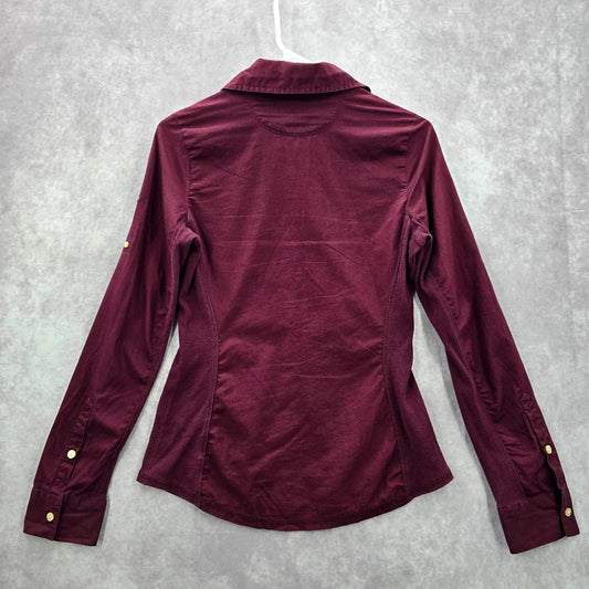 Converse Purple Button Down Long Sleeve Cotton Blouse Top Shirt XS