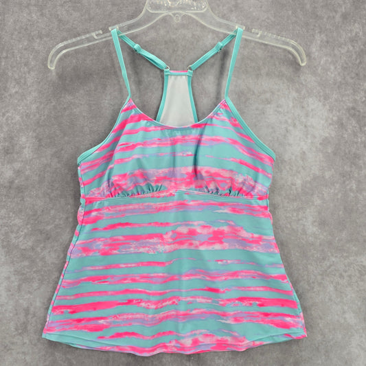 Pink Blue Print Racerback Padded Swimwear Tankini Tank Top Small S
