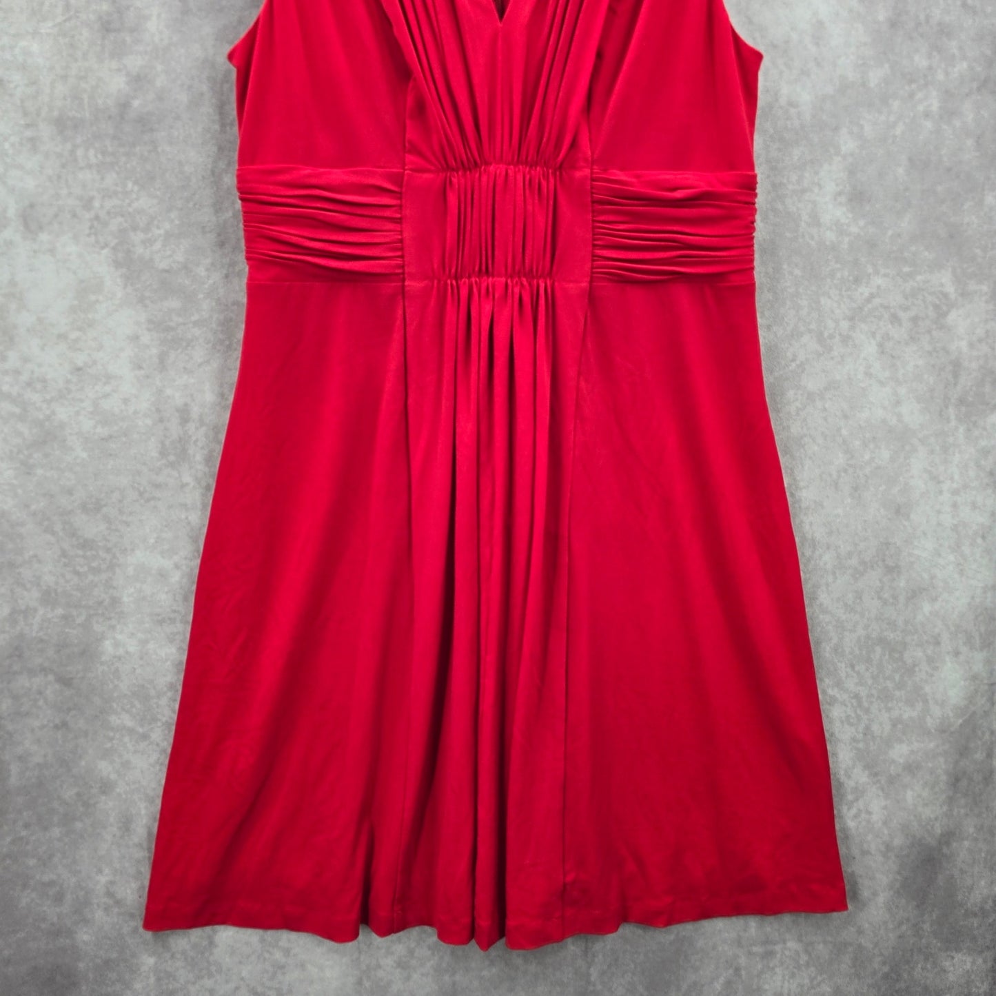 Calvin Klein Red Knee Length Pleat Sleeveless Fit Flare Formal Party Dress 12