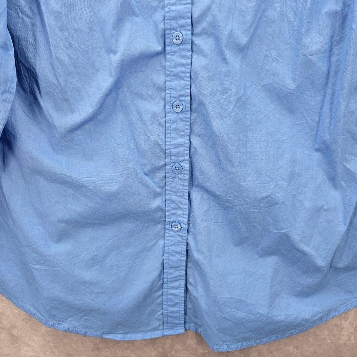 203. Woman Within Blue Button Down Flare Long Sleeve Cotton Top Plus 2X