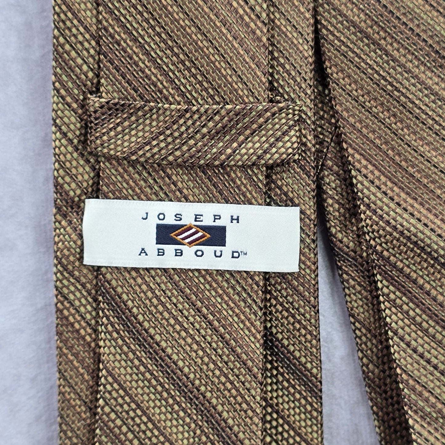 Joseph Abboud Brown Gold Stripe Repp Geometric 100% Silk Men's Neck Tie NWOT