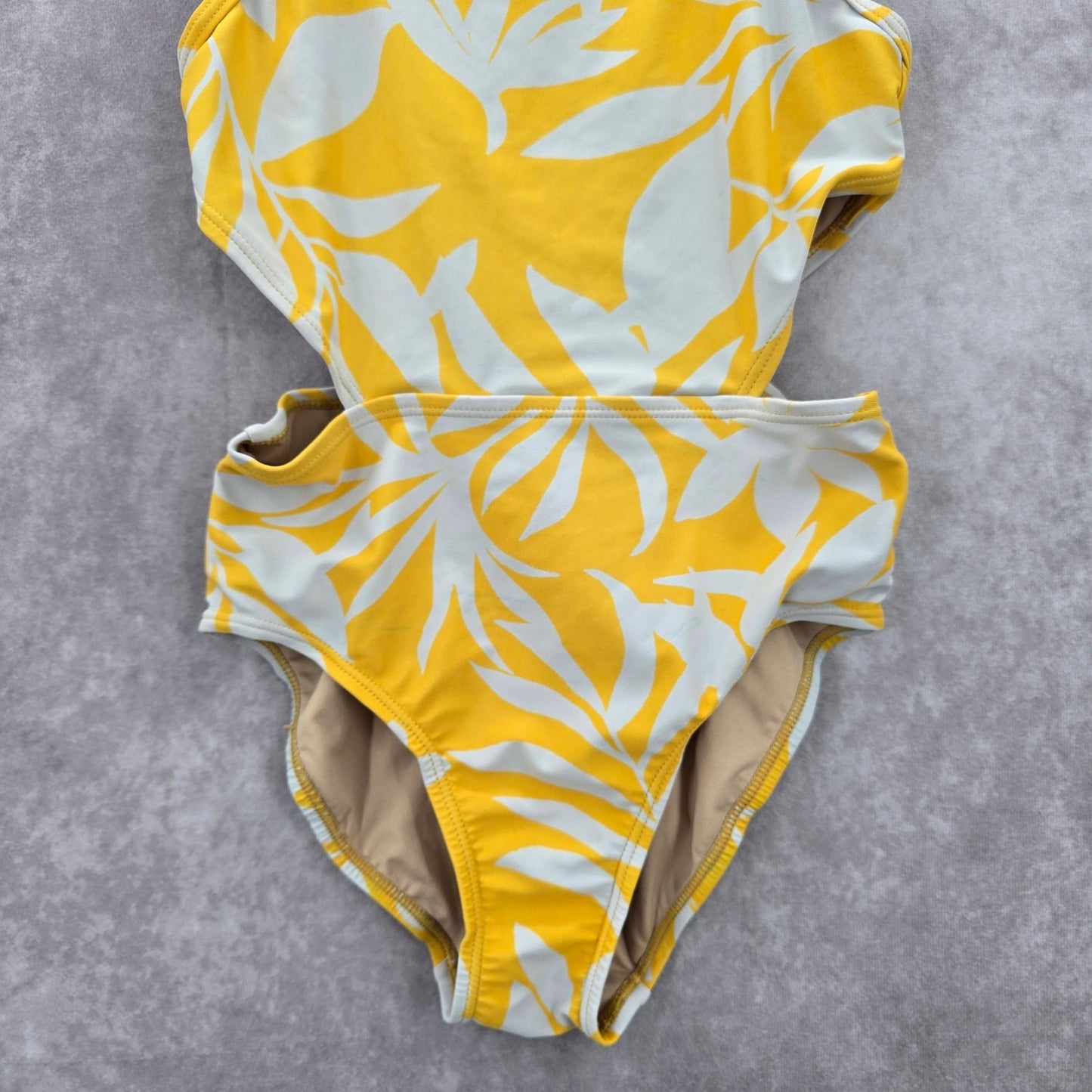 Old Navy Yellow Floral One Piece Cutout Swimsuit Girls Toddler 2T