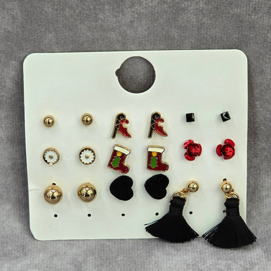 Gold Black Christmas Holiday Tassel Dangle Fashion Jewelry Earrings NWT JB2-64