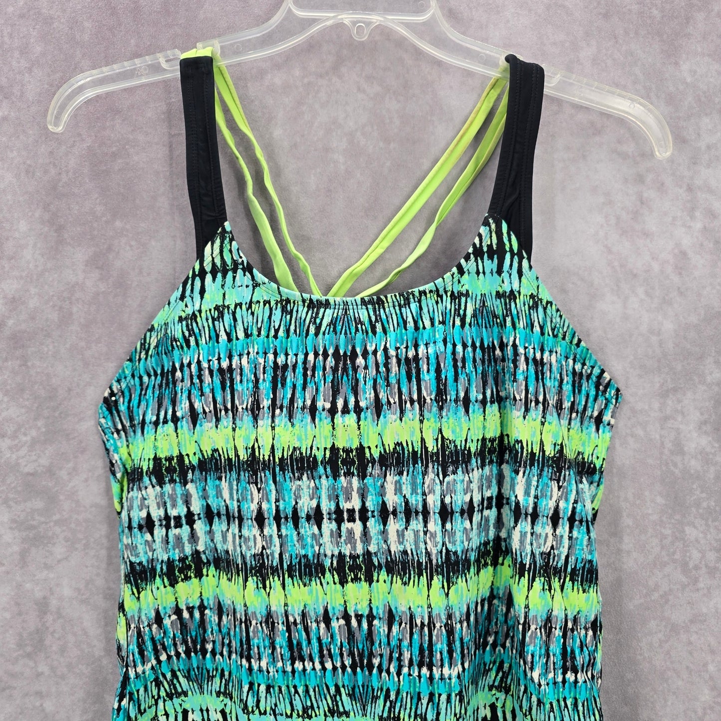 BCG Green Padded Sports Bra Swimwear Tankini Drape Back Tank Top Medium M 8