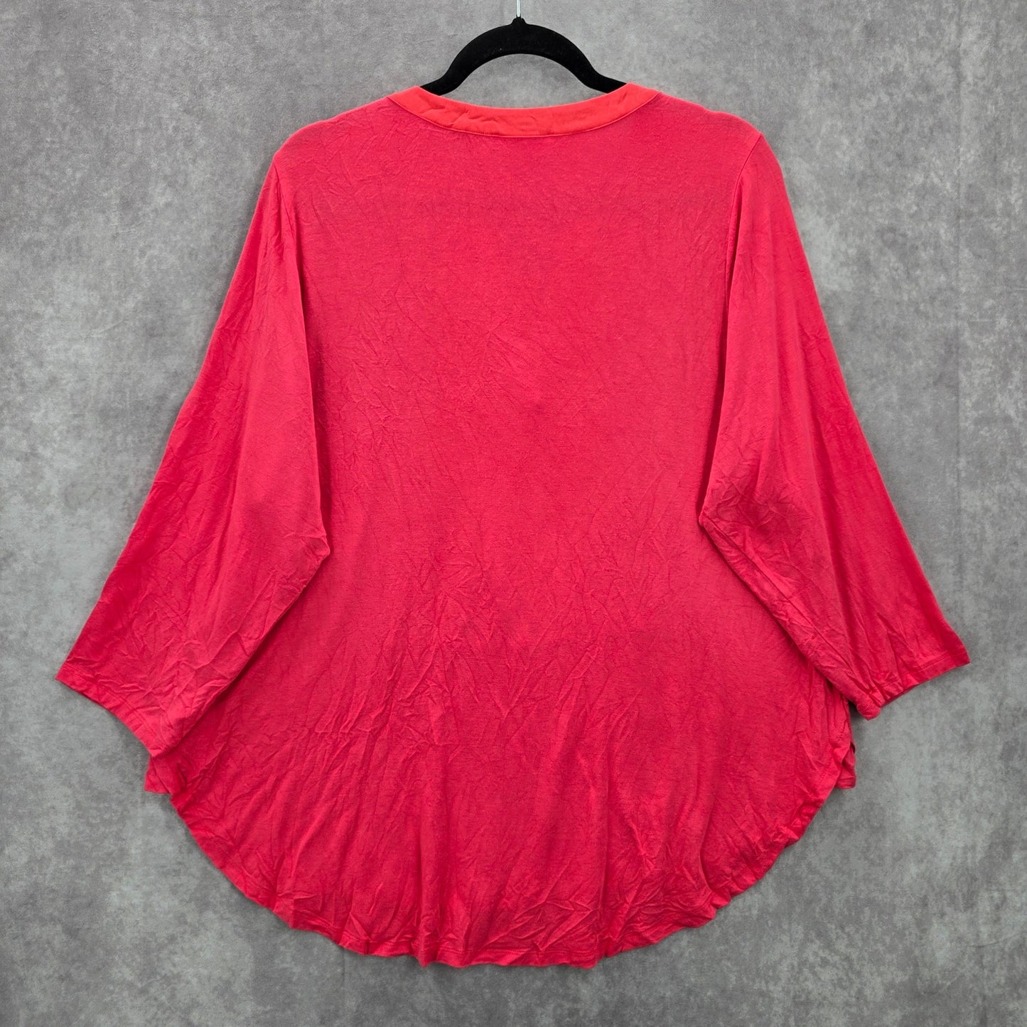 Calvin Klein Pink Stretch Flare Quarter Sleeve Blouse Top Shirt Plus 1X
