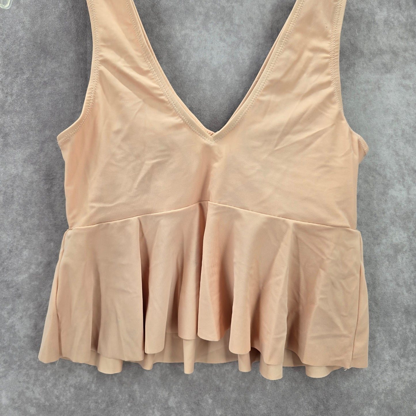Pink Ruffle Padded Crop Swimwear Tankini Tank Top Medium M
