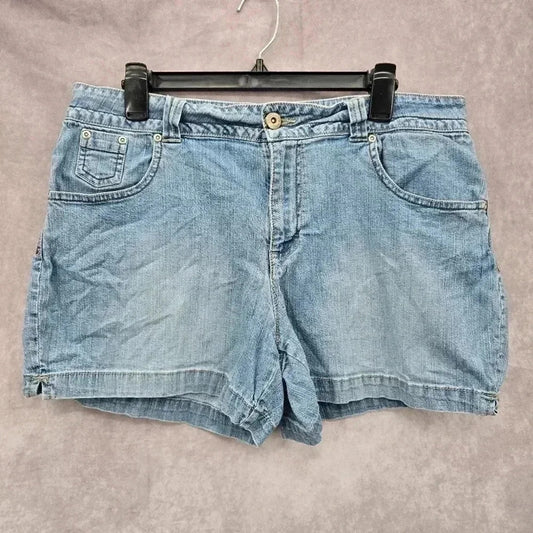 Faded Glory Blue Denim Jeans Boho Western Casual Women's Shorts Size 14