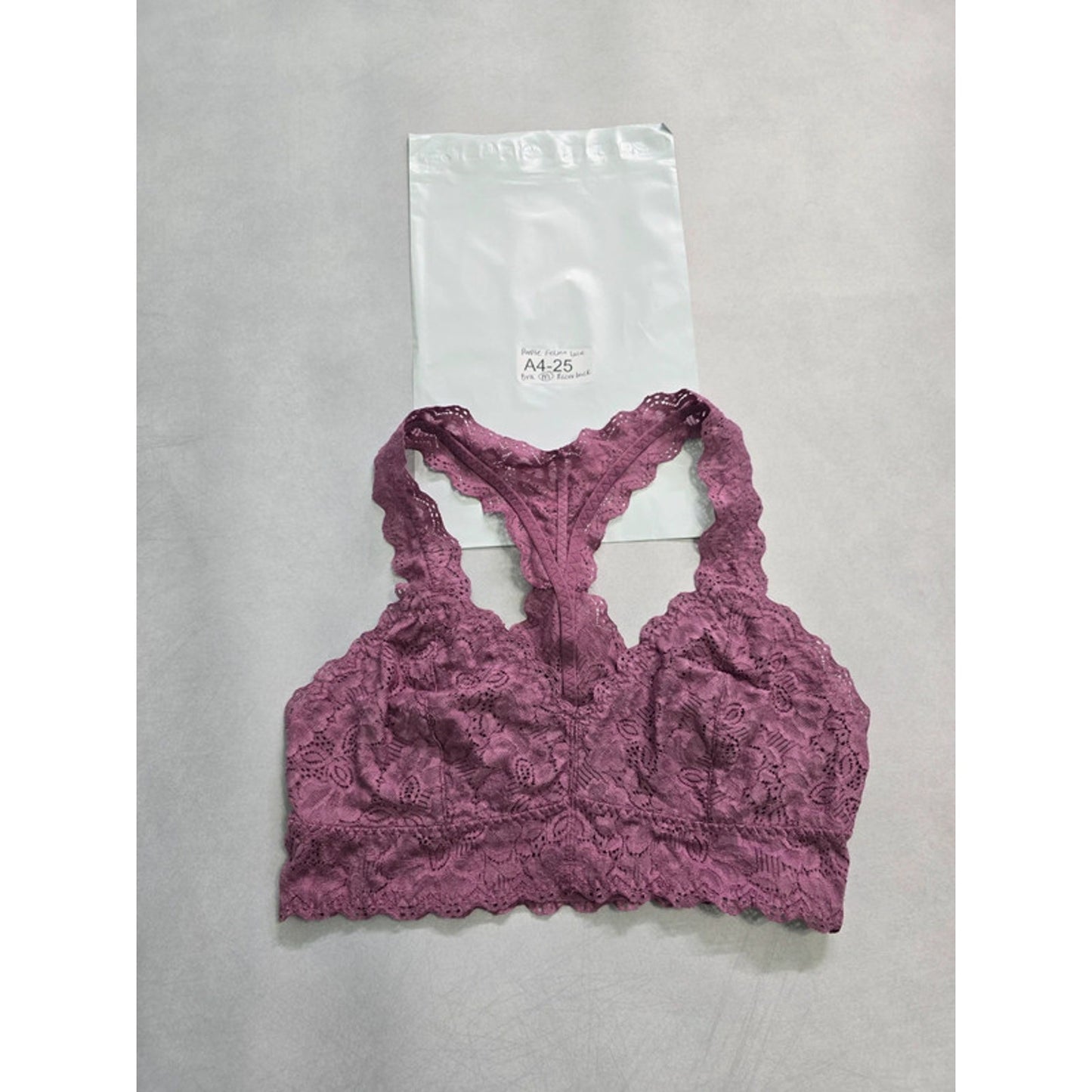 Felina Purple Lace Floral Whimsy Racerback Bridal Bralette Medium