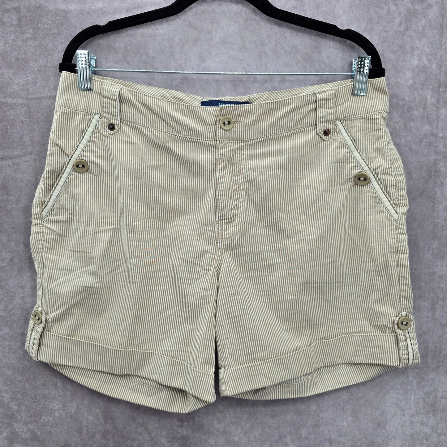 Bill Bass Jeans Bermuda Flat Front Stripe Bottoms Pants Shorts Cotton 10