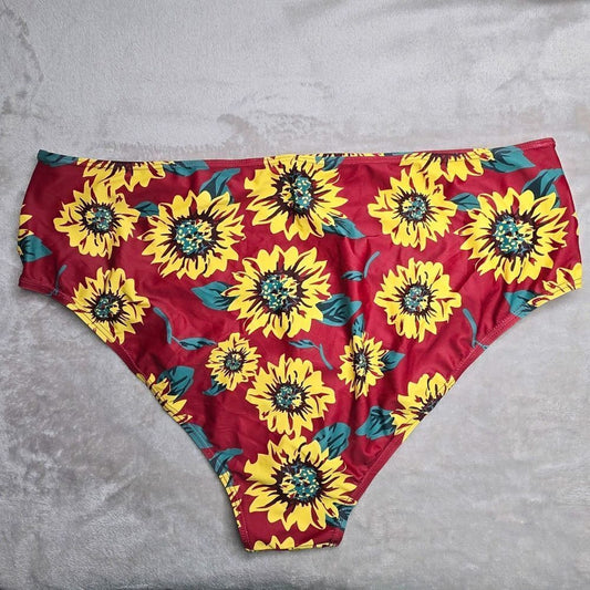 Rose Gal Red Yellow Sunflower Bikini Bottom Swimwear Swimsuit Size 2XL