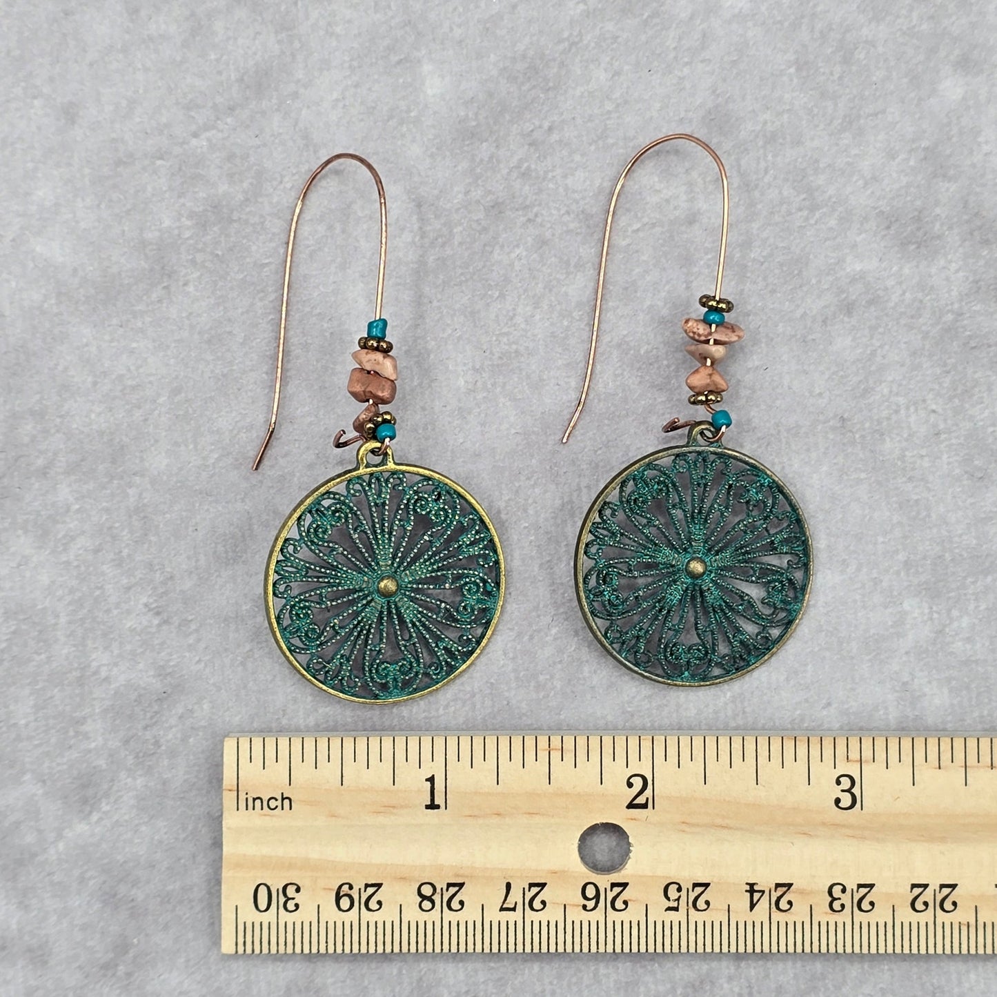Zara Blue Circle Floral Dangle Bead Hoop Hook Earrings Fashion Jewelry JB8-1