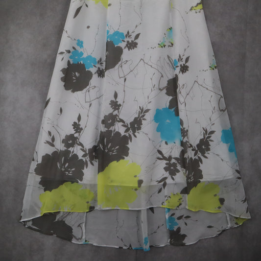 Investments II White Floral High Low Midi Flare Boho Flirty Skirt Plus 16W NWT