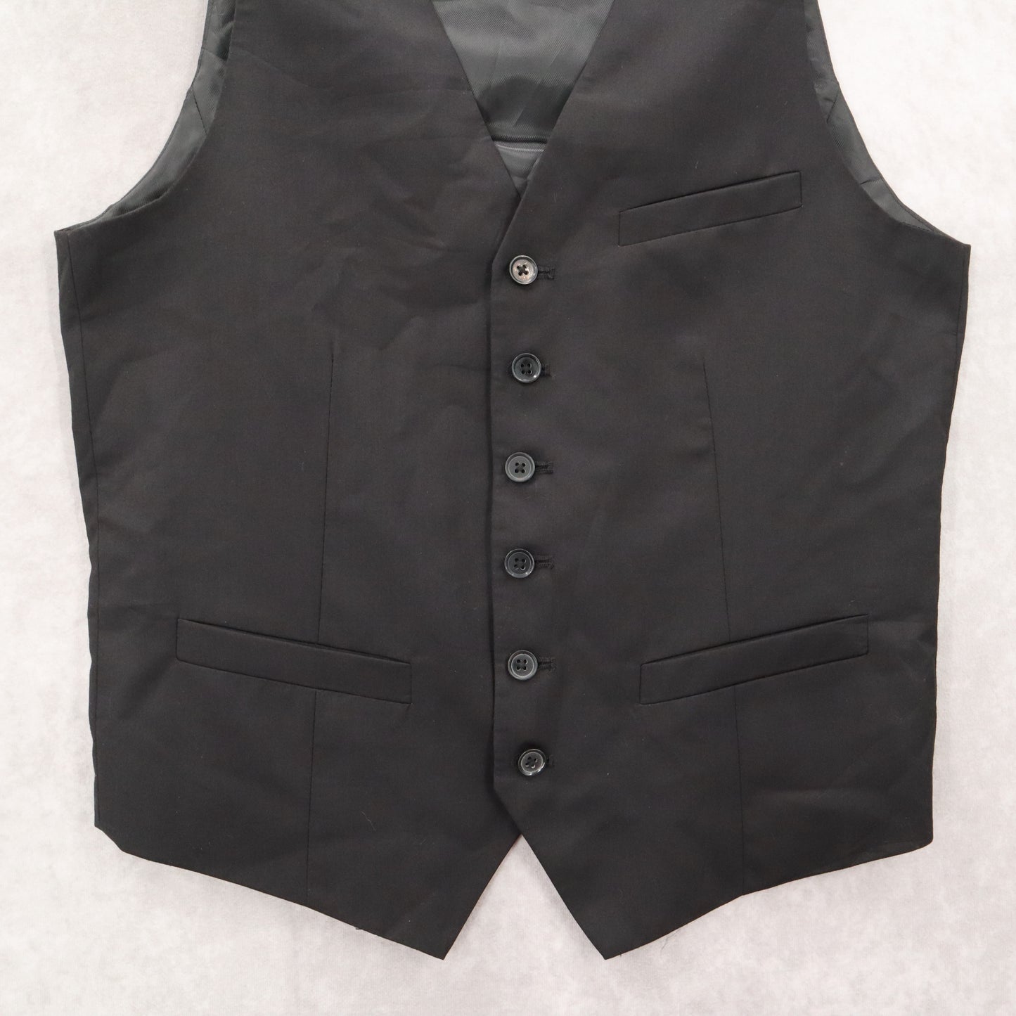 H&M Black 6 Button Welt Buckle Pocket Slim Waistcoat Formal Suit Vest 38R Small