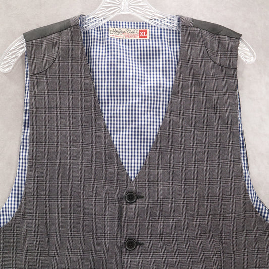 Sovereign Codes Gray Checker 5 Button Point Pocket Waistcoat Formal Suit Vest XL