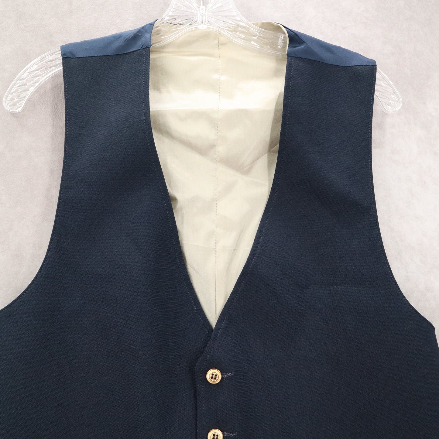 Navy Blue 5 Button Point Slim Welt Pocket Waistcoat Tuxedo Suit Vest 38R Small