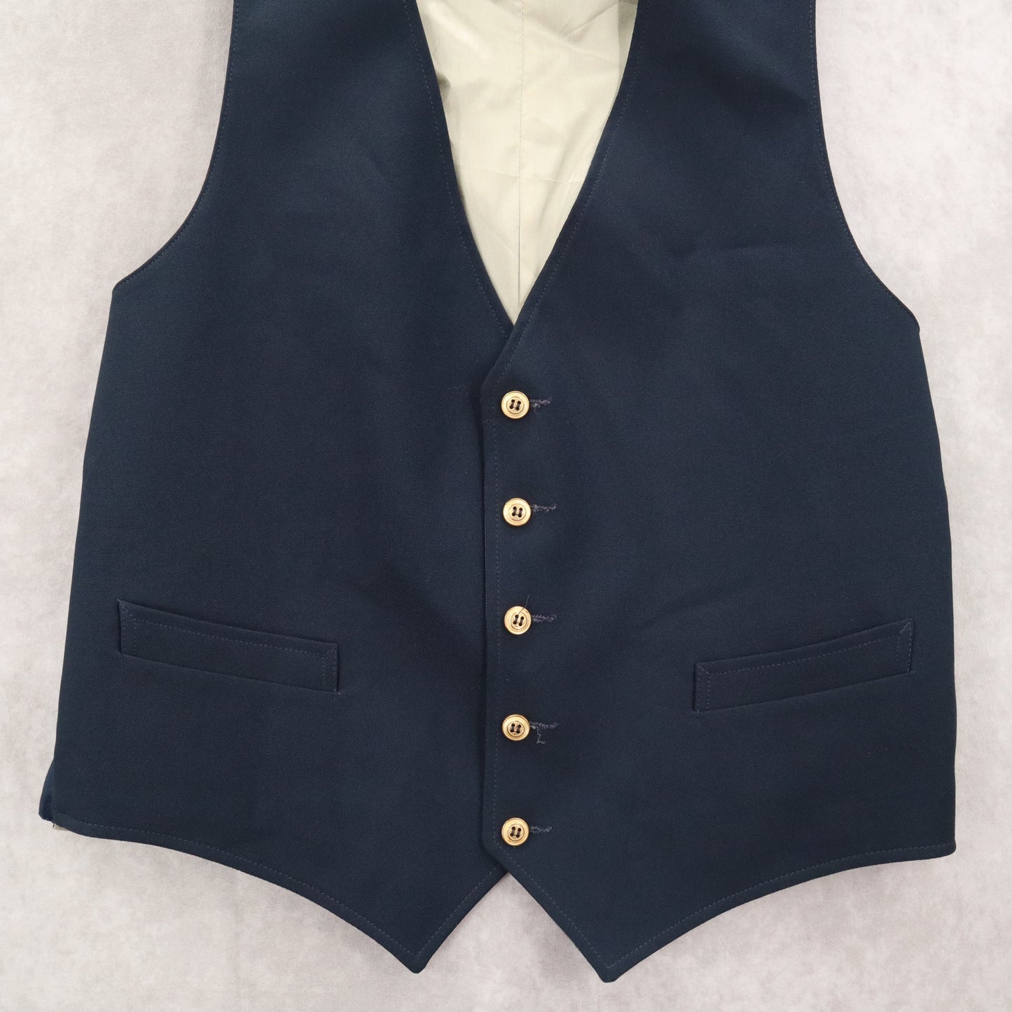 Navy Blue 5 Button Point Slim Welt Pocket Waistcoat Tuxedo Suit Vest 38R Small
