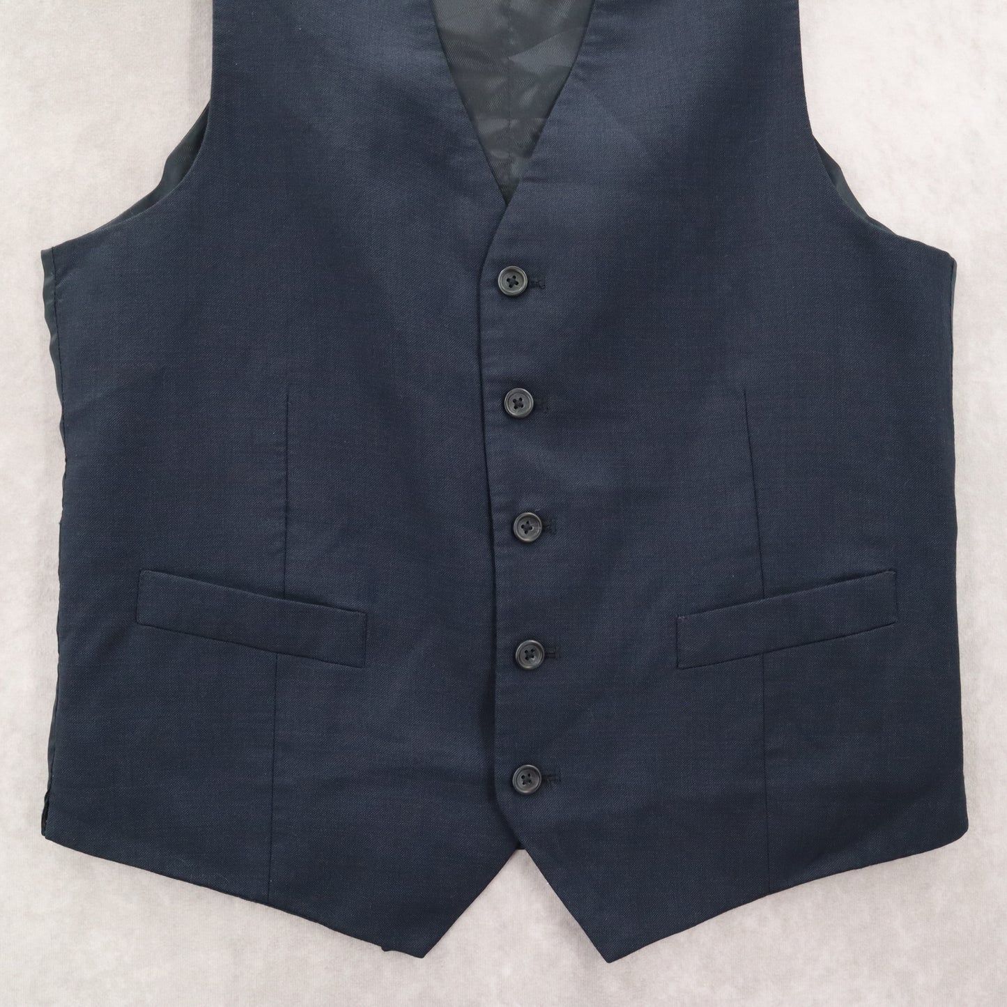 Pronto Uomo Platinum Blue 5 Button Point Bottom Waistcoat Tuxedo Suit Vest Wool 38R Small