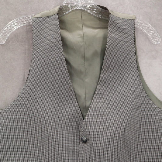 Gray Checker 5 Button Point Bottom Waistcoat Tuxedo Formal Suit Vest Wool Medium