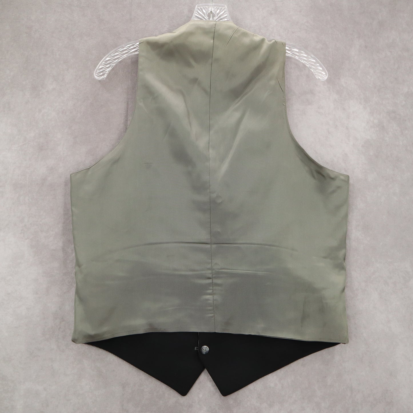 Gray Checker 5 Button Point Bottom Waistcoat Tuxedo Formal Suit Vest Wool Medium