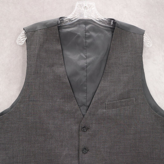 Gray Plaid 5 Button Point Bottom Waistcoat Formal Tuxedo Suit Vest Extra Large