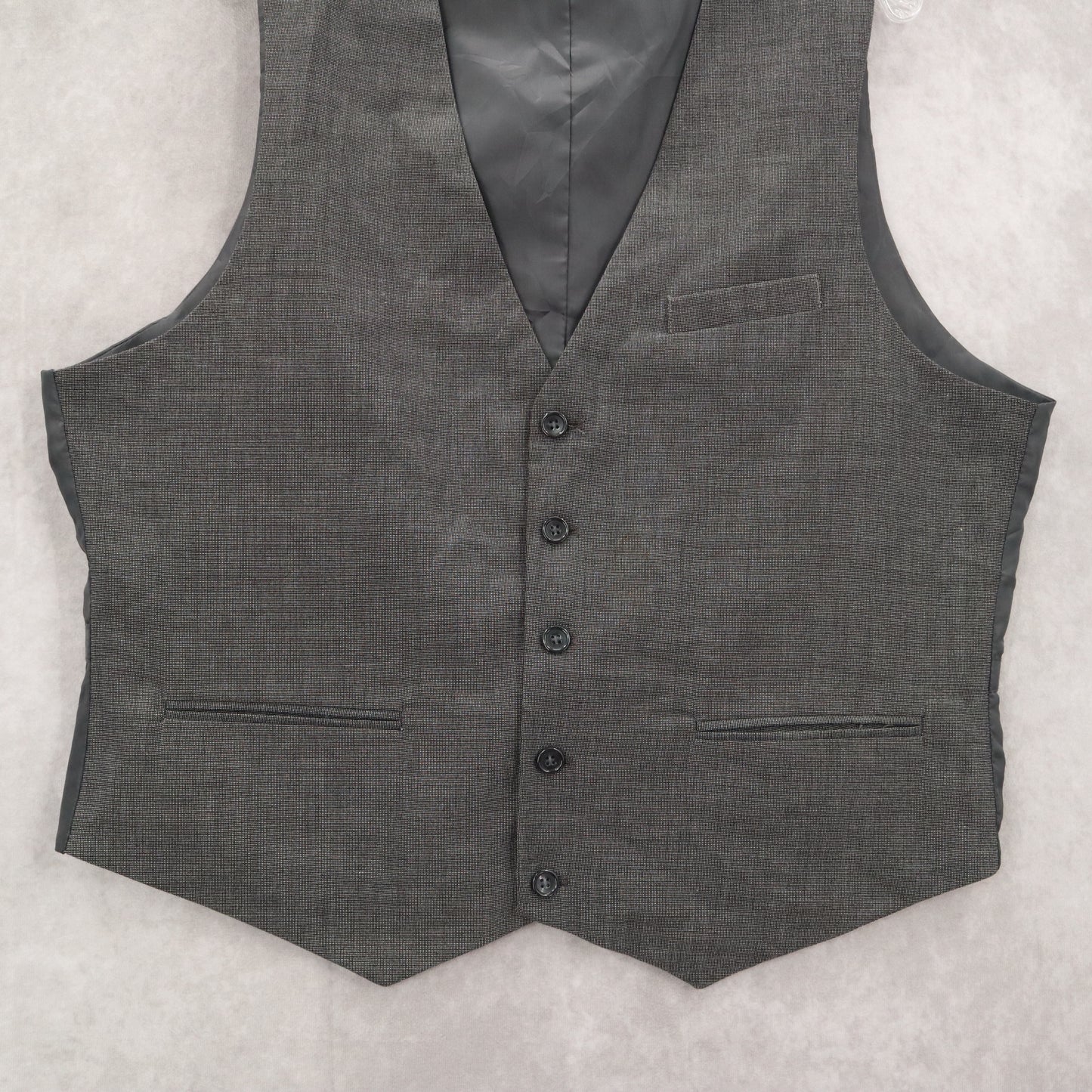 Gray Plaid 5 Button Point Bottom Waistcoat Formal Tuxedo Suit Vest Extra Large