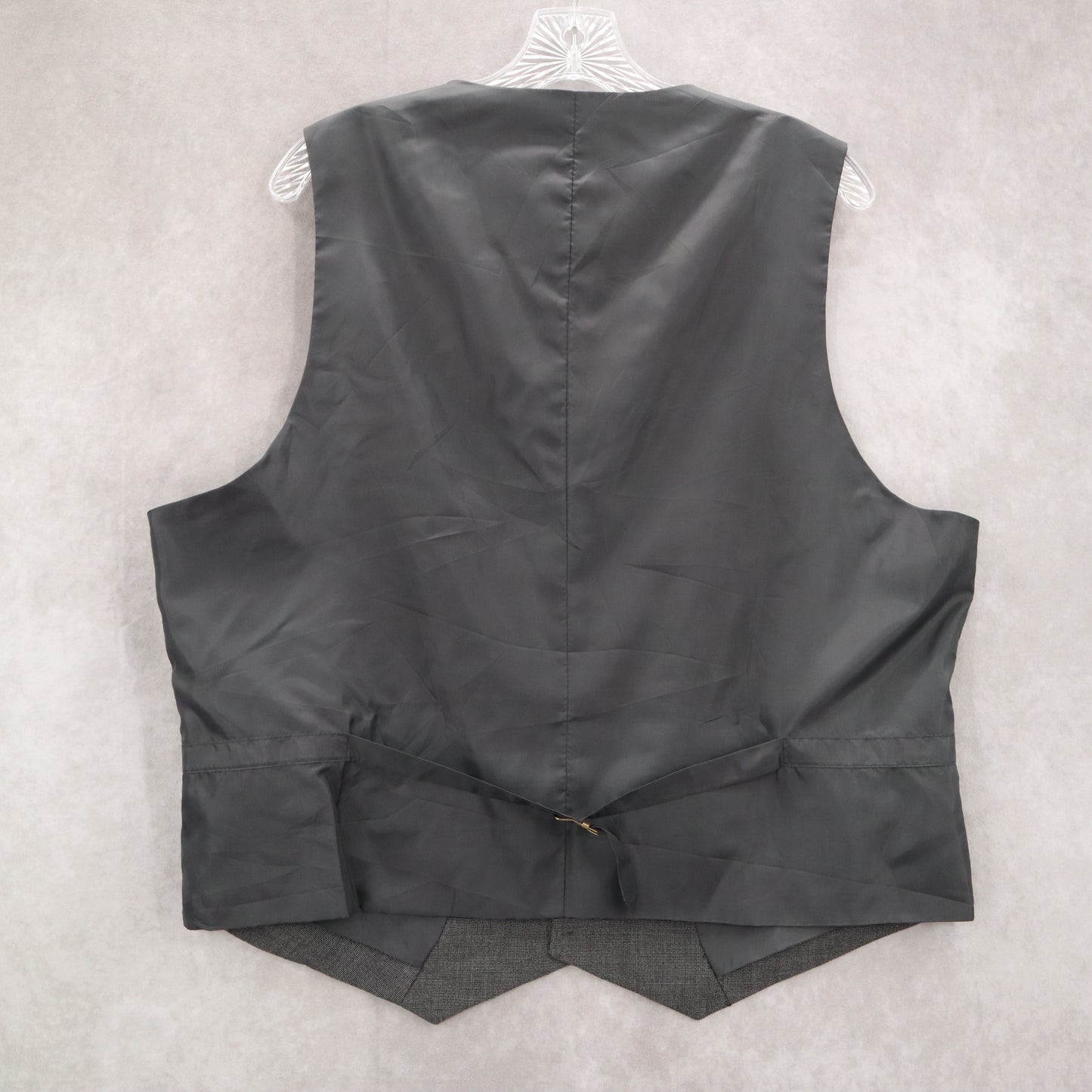 Gray Plaid 5 Button Point Bottom Waistcoat Formal Tuxedo Suit Vest Extra Large