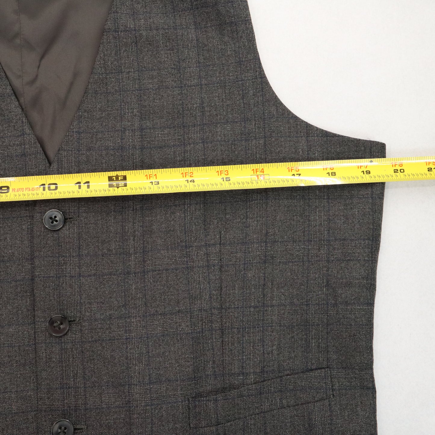 Gray Plaid 5 Button Straight Bottom Waistcoat Formal Tuxedo Suit Vest 39S Small