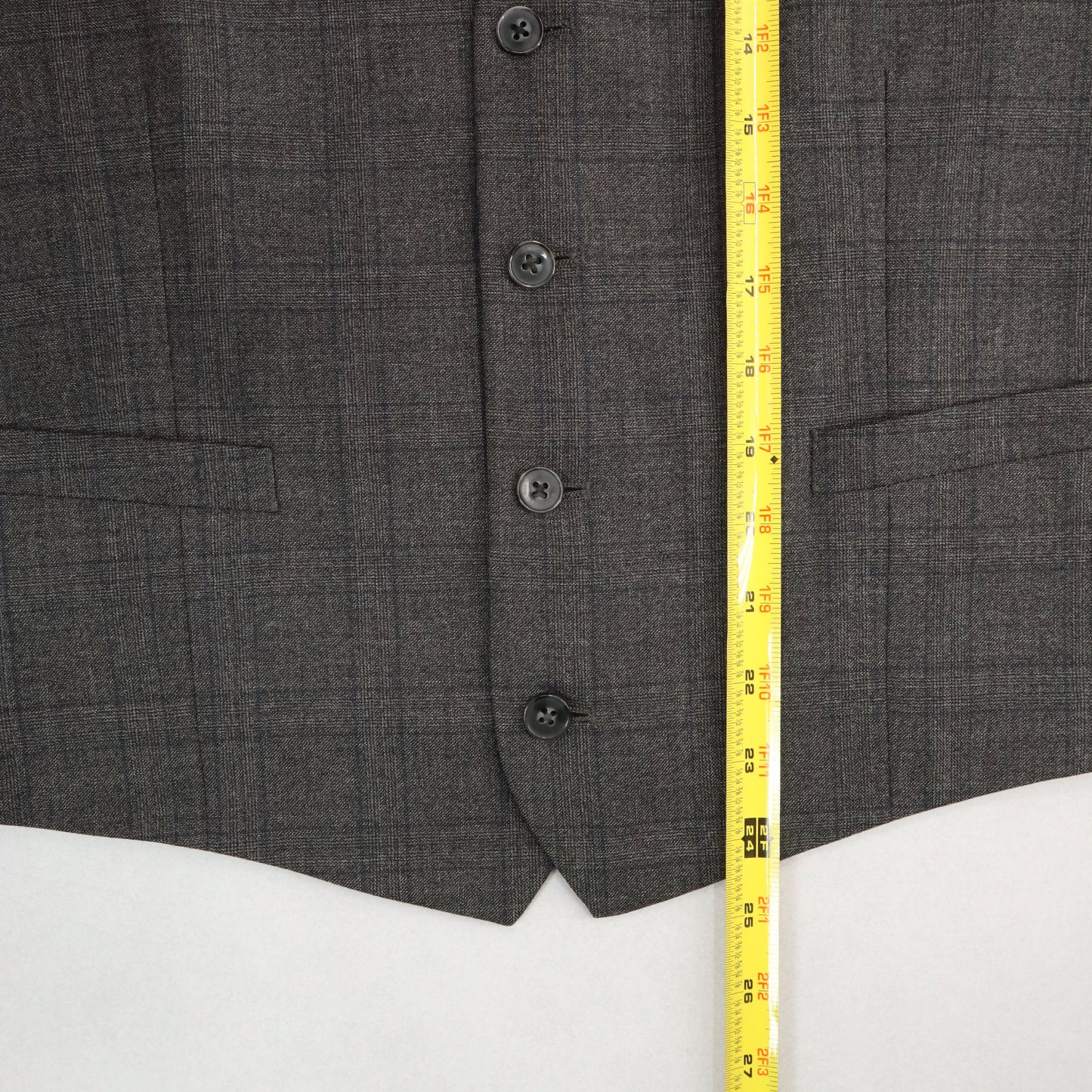 Gray Plaid 5 Button Straight Bottom Waistcoat Formal Tuxedo Suit Vest 39S Small