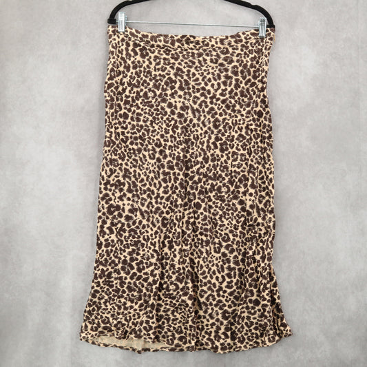 By Anthropologie Animal Print Leopard Flare Knee Length Midi Skirt Plus 14