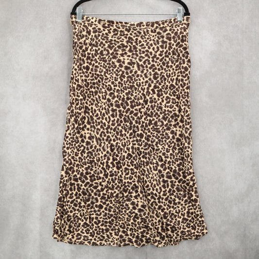 By Anthropologie Animal Print Leopard Flare Knee Length Midi Skirt Plus 14