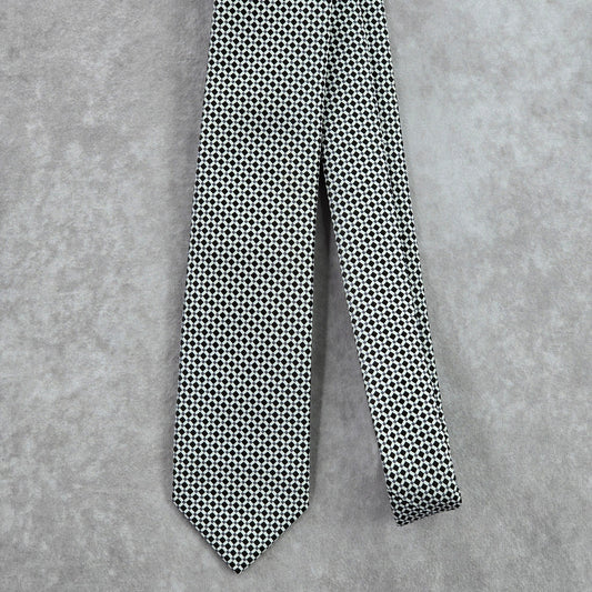 J. Ferrar White Black Checker Geometric Executive Neck Tie Men's
