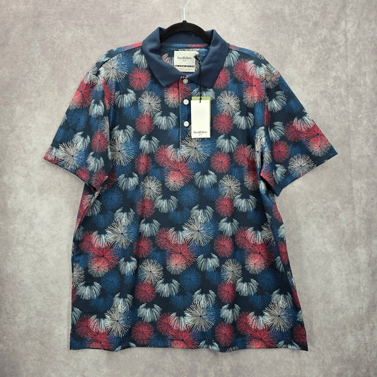 Goodfellow & Co Polo Shirt Mens Blue Pink Fireworks Active Short Sleeve XL