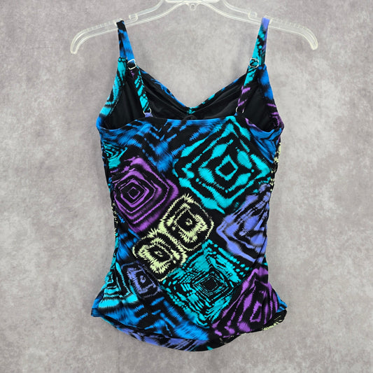 Coco Reef Black Multi Swimwear Tankini Tank Top Medium Bra 34D