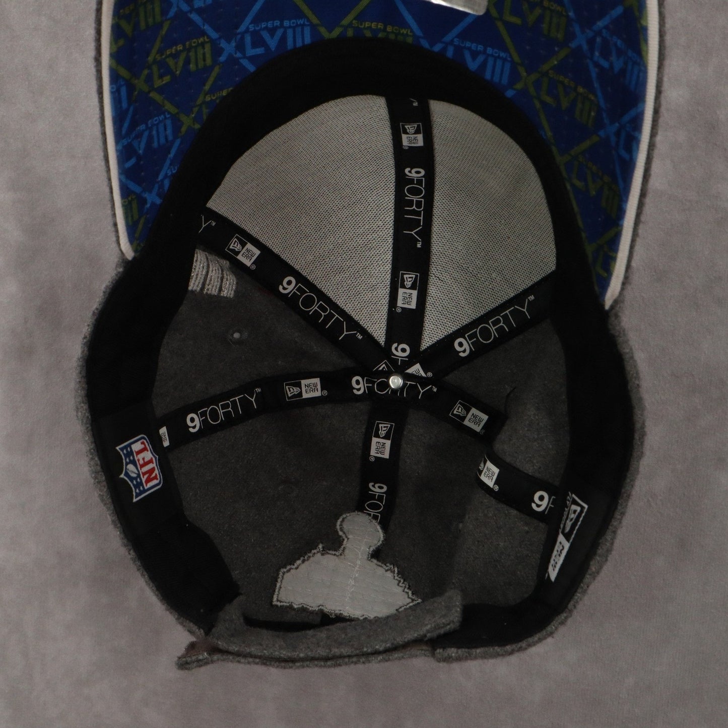 New Era Gray Superbowl Championship 9Forty Cloth Strap XLVIII Baseball Cap Hat