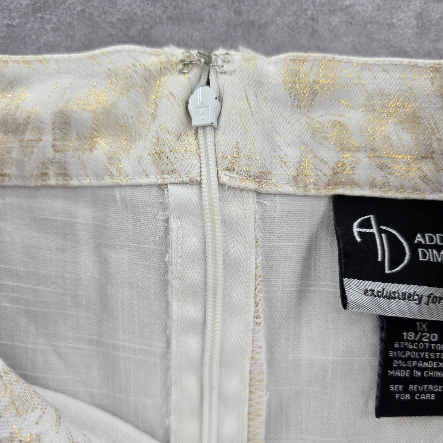 Catherine's Added Dimensions Gold Midi Flare Zipper Bottom Skirt Plus 1X 18/20