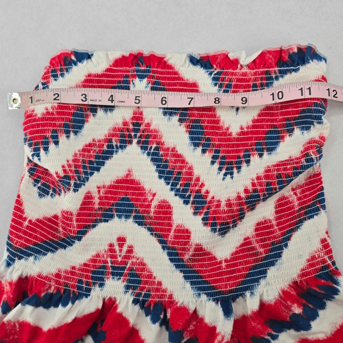No Boundaries Red Smock Ruffle Tube Swim Sports Bra Beach Bikini Top M Medium