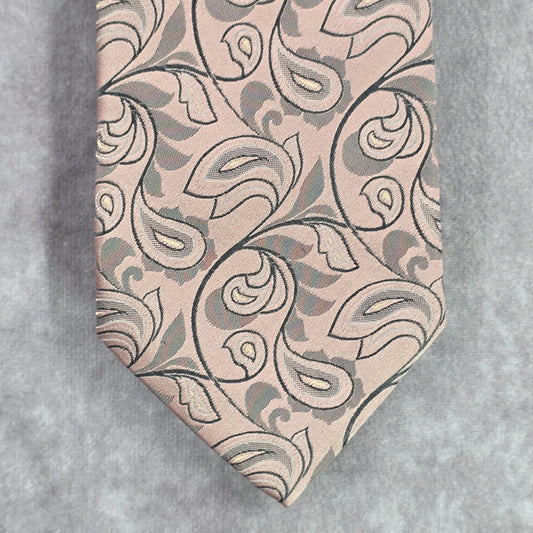 Alfani Pink Gray Floral Paisley Executive Corporate 100% Silk Men's Neck Tie
