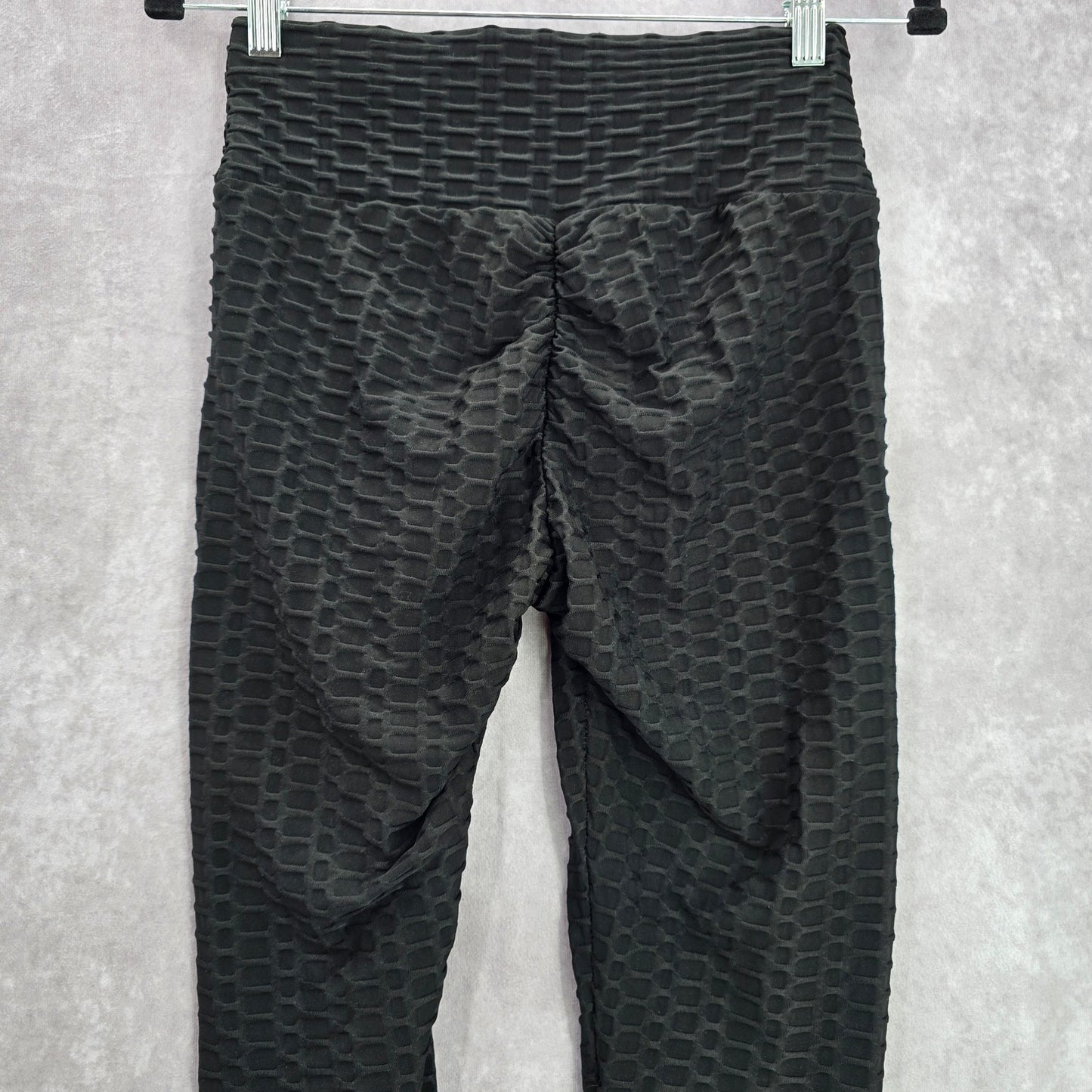 Black Honeycomb Scrunch Activewear Legging Yoga Pants Bottoms Small