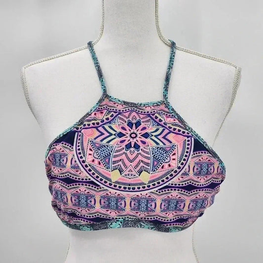 Jessica Simpson Bikini Top Swimwear Swim Suit Top Blue Green Padded Bra Small